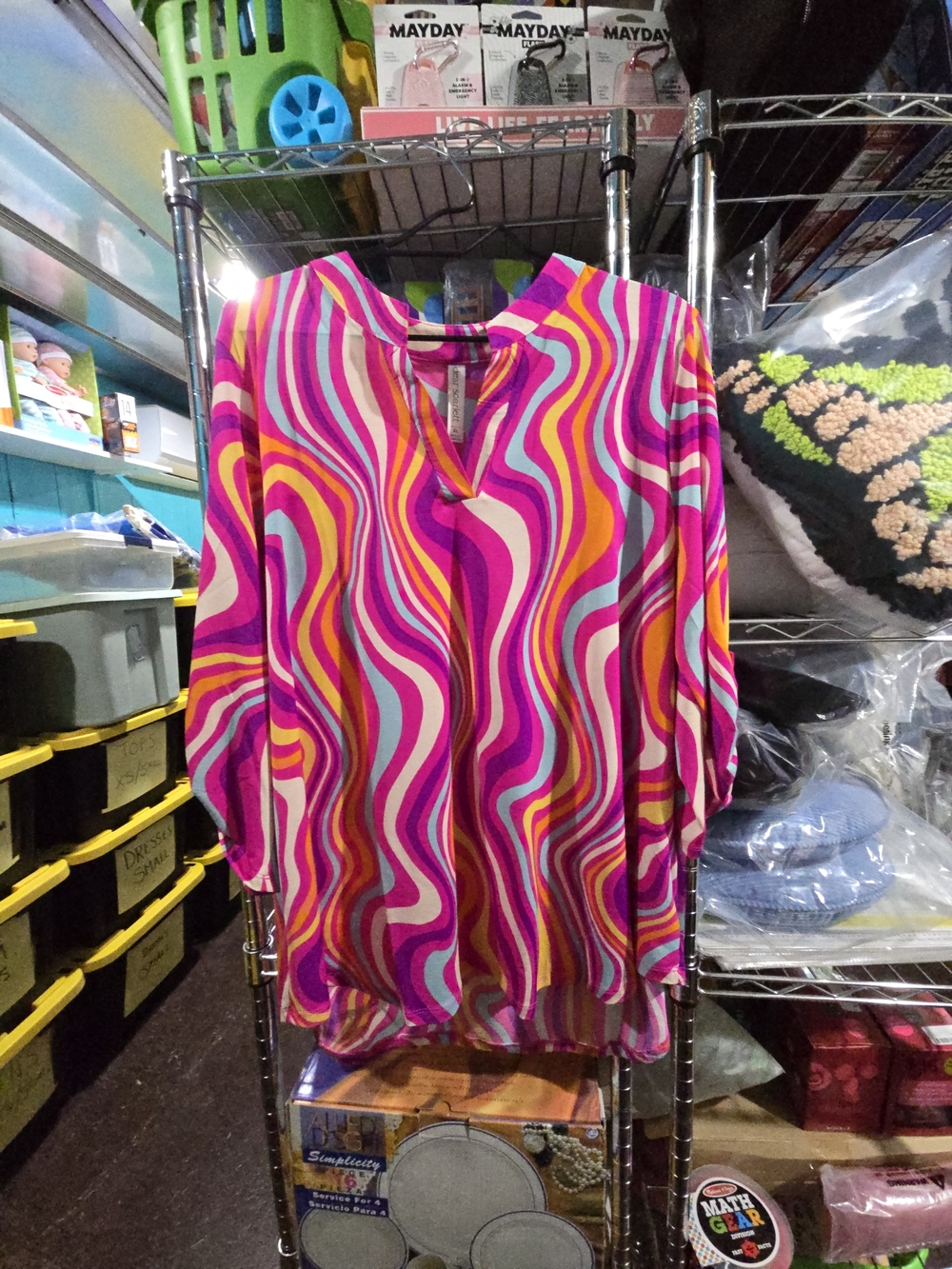 New XL Dear Scarlett Women’s Bright Pink Multi-Color Swirl Tunic Top